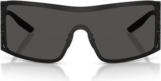 Dolce & Gabbana 138mm Rectangular Shield Sunglasses in Matte Black /Dark Grey at Nordstrom