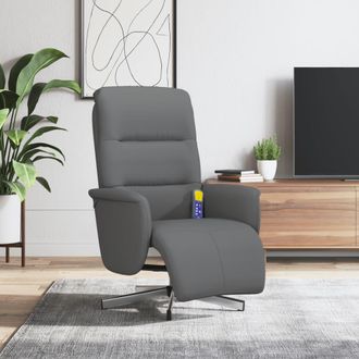 vidaXL Vidaxl - Sill&oacute;n Reclinable De Masaje Con Reposapi&eacute;s Tela Gris Oscuro
