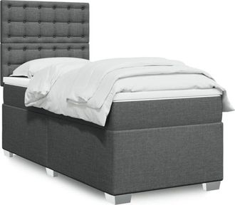 vidaXL Vidaxl - Cama Box Spring Con Colch&oacute;n Tela Gris Oscuro 90x190 Cm