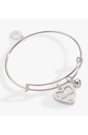 Alex and Ani Mam&aacute; Mother of Pearl Heart Bangle Bracelet Duo in Silver at Nordstrom