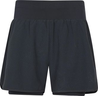 Mountain Warehouse Double-Layer Womens Running Shorts - Breathable, Fast Wicking, 4-Way-Stretch, High Rise Ladies Bottoms - for Summer, Gym, Exercise, Workout Black Wome