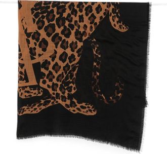Saint Laurent Black Animal Print Scarf