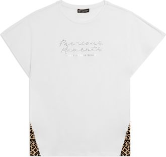 Freddy T-shirt Manica Corta con Inserti Animalier e Dettagli in Borchie