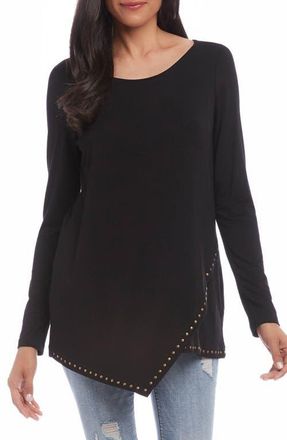 Karen Kane Studded Asymmetrical Hem Top in Black at Nordstrom, Size Small