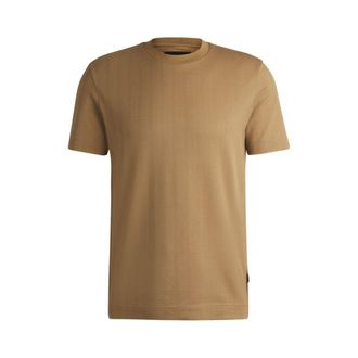 BOSS Herringbone regular-fit T-shirt in cotton and wool