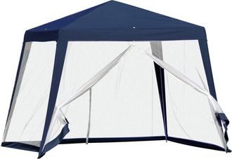 Trade Shop Trade Shop - Gazebo Tenda Da Giardino Resistente Removibile 2.5x2.4x3mt Blu Con Zanzariera 222709