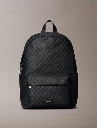Calvin Klein Mens Textured Monogram Backpack - Black