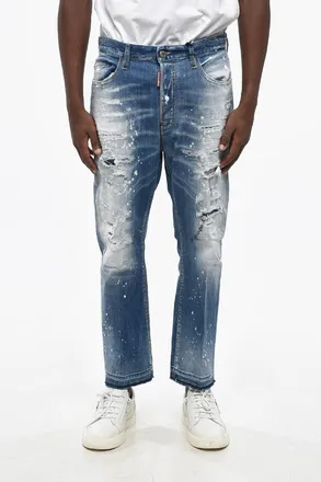 Dsquared2 Bleached Jeans BRO with Suede Logo Patch 19cm Dsquared2