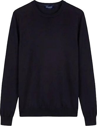 Drumohr Cotton Crewneck - Heren - Ronde hals truien - Blauw - 2XL - Katoen - Truien & Vesten