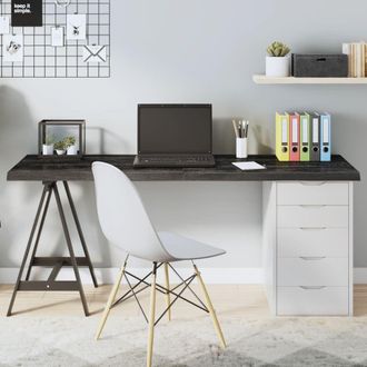 Berkfield Home Table Top Dark Grey 160x60x(2-4) cm Treated Solid Wood Oak