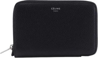 Celine Pre-owned Portafoglio Bifold Medio Zip Around in Pelle di Vitello - - Pre-owned - Donna - Nero - ONE SIZE