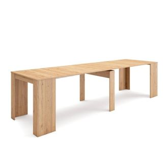 Skraut Home Mesa de comedor extensible efecto madera roble 302x90x77cm