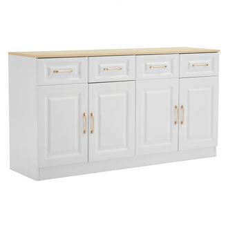 Urban Meuble Mueble de ba&ntilde;o blanco y madera con 4 cajones y 4 puertas