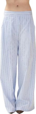 Erika Cavallini Semi Couture Wijde broek - Dames - Wijde Broeken - Blauw - L - Katoen - Broeken