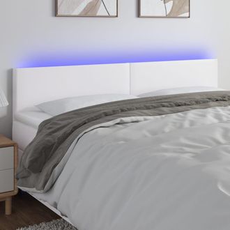 vidaXL Cabecero Con Led Cuero Sint&eacute;tico Blanco 160x5x78/88 Cm Vidaxl