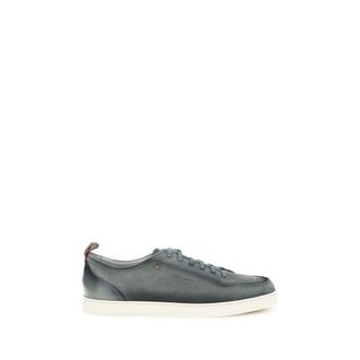 Santoni Grijze Kalfsleren Bos Taurus Lage Sneakers