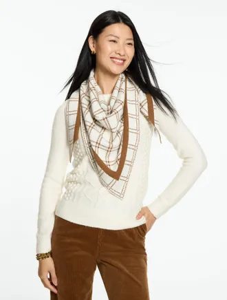 Talbots Windowpane Jacquard Scarf - Ivory - 001 Talbots