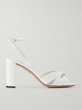 Aquazzura Sandali In Pelle Annodata Nina 85 - Bianco