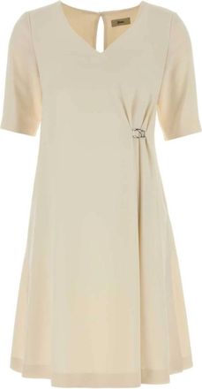 Herno Ivoorkleurige Stretch Cr&ecirc;pe Jurk - Dames - Korte kleedjes - Wit - L - Kleedjes