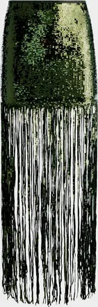 Alice & Olivia Kendra Sequin Fringe Maxi Skirt