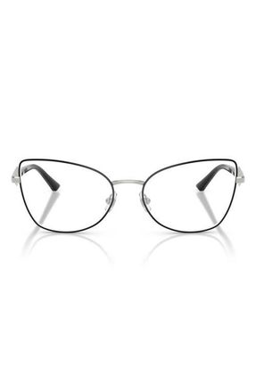 Jimmy Choo London 55mm Cat Eye Optical Glasses in Silver/Black /Demo Lens at Nordstrom