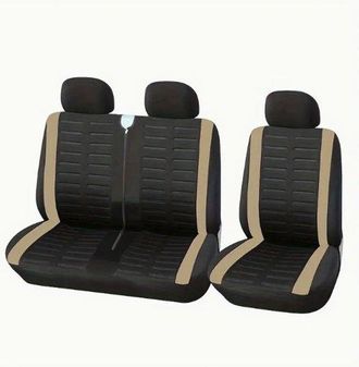 OEM Fundas De Asiento Universales Para Furgonetas, Dise&ntilde;adas Para Modelos Con 2+1 Asientos Delanteros, Lavables, Color Blanco Roto