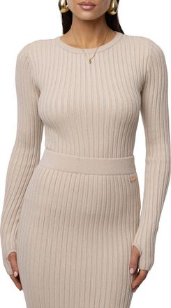 JLUXLABEL Overcast Ribbed Top in Stone at Nordstrom, Size Medium L