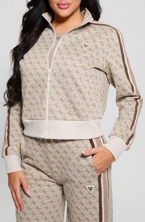 Guess Jean Logo Full Zip Sweatshirt in 4G Rhombus Buffy at Nordstrom, Size X-Small