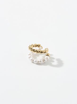 Simons Womens Twist and pearl ear cuff