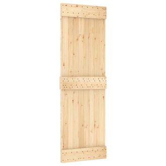 Berkfield Home Sliding Door with Hardware Set 70x210 cm Solid Wood Pine in Light Tan