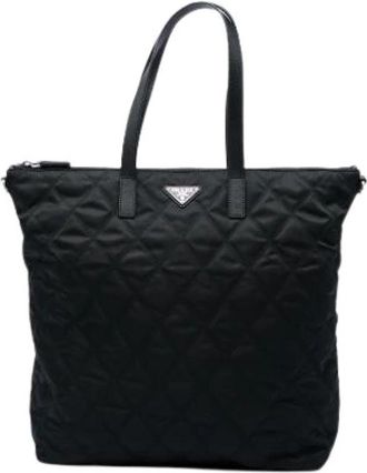 Prada Pre-owned Quilted Nylon Satchel - Dames - Vintage Shopper - Zwart - ONE Size - Nylon - Vintage