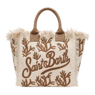 Saint Barth Tote Bags, female, Beige, Size: ONE SIZE Vanity Rug Borsa Ricamata