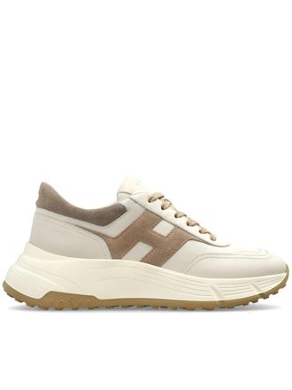 Hogan Cream Taupe Suede Side Logo Sneakers