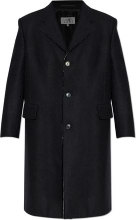 Maison Margiela Woljas met rafelafwerking - Heren - Mantel - Zwart - L - Wol - Jassen