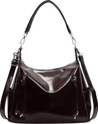 Generic Womens Compact Crossbody Shoulder Bag - Lightweight PU Coffee Tote, Stylish Armpit Bag for Casual Daily Use