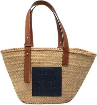 Loewe Pre-owned Raffia Tote Bag - Dames - Vintage Shopper - Beige - ONE Size - Leer - Vintage