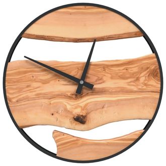 vidaXL Reloj De Pared Hierro Y Madera De Olivo Marr&oacute;n &Oslash;35 Cm Vidaxl