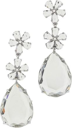 Self Portrait Silver Crystal Flower Tiered Earrings