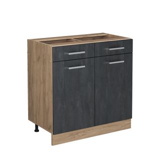 Vicco Mueble Bajo De Cocina R-line, Hormig&oacute;n Negro, 80 Cm Sin Encimera