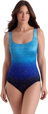 Longitude X-Back Tank Long Torso One-Piece Swimsuit in Sea Mist at Nordstrom, Size 24