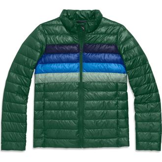 primary Grown-Ups Puffer Jacket In Stripe in Evergreen Placed Stripe at Nordstrom, Size X-Small