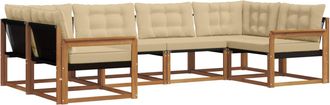 vidaXL Conjunto De Sof&aacute;s De Exterior 6 Uds. Natural Y Beige Vidaxl