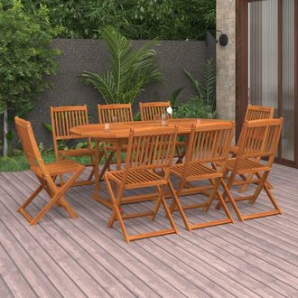 vidaXL Juego Comedor De Jard&iacute;n 9 Pzas Madera Maciza Acacia 180x90x75cm Vidaxl
