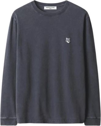 Maison Kitsun&eacute; Fox Head Faded Comfort Long Sleeve T-Shirt - Heren - Longsleeves - Zwart - M - Katoen - Tops