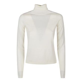 Max Mara Stijlvolle Turtle Neck Sweater - Dames - Coltruien - Wit - L - Truien & Vesten