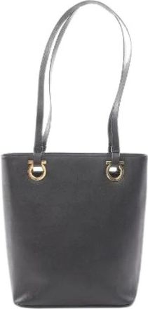 Ferragamo Pre-owned Gancini Leren Tote Tas - Dames - Vintage Shopper - Zwart - ONE Size - Leer - Vintage