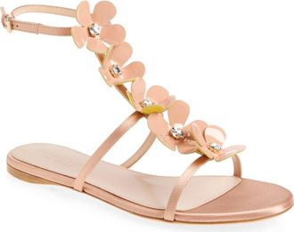 Giambattista Valli Flower Ankle Strap Sandal in Beige at Nordstrom, Size 7.5Us