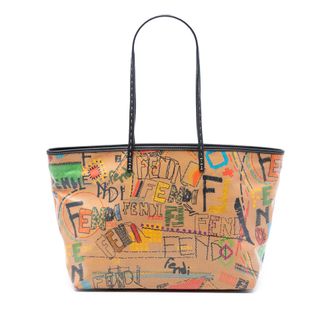 Fendi Tweedekans Middelgrote Multicolore Coated Canvas Graffiti Roll Tote
