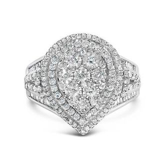 House of Brilliance Sterling Silver 1 Cttw Diamond Pear-Shaped Triple Halo Cluster Ring at Nordstrom