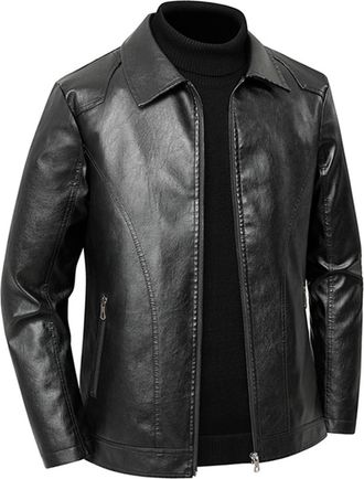 Generic Mens Leather Jacket Trench Coat Leather Steampunk Overcoat Length Winter Casual Outwear Bomber Motorcycle Coat Biker Jacket Mens Jackets Flight Padded